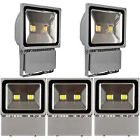 Greenmigo 5pcs 100W LED Strahler Außen 3000K Warmweiß Flutlicht Fluter IP65 Wasserdicht Flutlicht Außenstrahler für Garten Garage Sportplatz