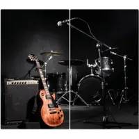 Banjado Herdabdeckplatte Glas 2 Teilig Je 30x52CM Schneidebrett Herdabdeckung Mit Motiv Jam Session