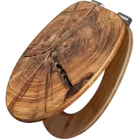 Banjado Design WC Sitz Bambus Absenkautomatik - Jahresringe - Toilettendeckel mit Absenkautomatik Holz/hochwertiger Bambus Klodeckel/WC-Sitz für alle gängigen Toiletten [TDB2 11997]
