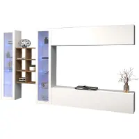 Freiraum Wohnwand >Benevent< (5-teilig) in Weiß Hochglanz - 320x180x30 (BxHxT)