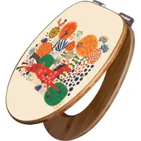 Banjado Design WC Sitz Bambus Absenkautomatik -Rotes Pferd - Toilettendeckel mit Absenkautomatik Holz/hochwertiger Bambus Klodeckel/WC-Sitz für alle gängigen Toiletten [TDB2 11209]