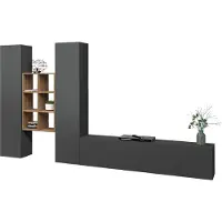 Freiraum Wohnwand >Benevent< (4-teilig) in Anthrazit matt - 320x180x30 (BxHxT)