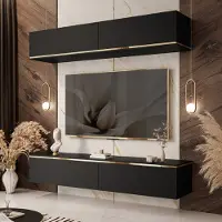 Lookway AURORA Wohnwand schwarz matt mit LED