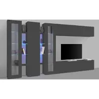 Freiraum Wohnwand >Benevent< (7-teilig) in Anthrazit matt - 340x180x30 (BxHxT)