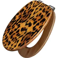 Banjado Design WC Sitz Bambus Absenkautomatik - Leopard - Toilettendeckel mit Absenkautomatik Holz/hochwertiger Bambus Klodeckel/WC-Sitz für alle gängigen Toiletten [TDB2 10060]