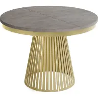 WFL GROUP Esstisch Rund Ausziehbar mit Lamellen im Loft-Stil – 100 bis 180 cm – Industrieller Tisch mit Metallbeinen in Gold, Platzsparend für Wohnzimmer oder Esszimmer – Beton-Optik Dunkelgrau