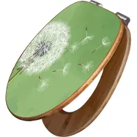 Banjado Design WC Sitz Bambus Absenkautomatik -Pusteblume 3 - Toilettendeckel mit Absenkautomatik Holz/hochwertiger Bambus Klodeckel/WC-Sitz für alle gängigen Toiletten [TDB2 10804]