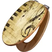 Banjado Design WC Sitz Bambus Absenkautomatik -Music - Toilettendeckel mit Absenkautomatik Holz/hochwertiger Bambus Klodeckel/WC-Sitz für alle gängigen Toiletten [TDB2 10160]
