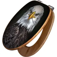 Banjado Design WC Sitz Bambus Absenkautomatik -Adler - Toilettendeckel mit Absenkautomatik Holz/hochwertiger Bambus Klodeckel/WC-Sitz für alle gängigen Toiletten [TDB2 12369]