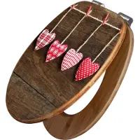 Banjado Design WC Sitz Bambus Absenkautomatik -Kleine Herzen - Toilettendeckel mit Absenkautomatik Holz/hochwertiger Bambus Klodeckel/WC-Sitz für alle gängigen Toiletten [TDB2 12126]