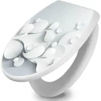 Banjado Toilettendeckel Mit Absenkautomatik WC-Sitz Soft Close Weiß Hygienischer Duroplast Leichte Montage Mit Motiv Papiertropfen