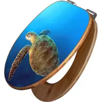 Banjado Design WC Sitz Bambus Absenkautomatik -Wasserschildkröte - Toilettendeckel mit Absenkautomatik Holz/hochwertiger Bambus Klodeckel/WC-Sitz für alle gängigen Toiletten [TDB2 10492]