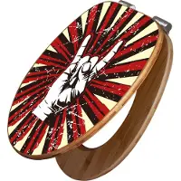 Banjado Design WC Sitz Bambus Absenkautomatik -Rock On - Toilettendeckel mit Absenkautomatik Holz/hochwertiger Bambus Klodeckel/WC-Sitz für alle gängigen Toiletten [TDB2 10979]