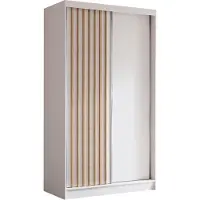 ALTDECOR Kleiderschrank mit furnierten Schiebetüren, kugelgelagerte Führungsschienen und Aluminium-Leisten - LABELO - 120 cm - Weiß / Schwarz