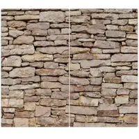 Banjado Herdabdeckplatte Glas 2 Teilig Je 30x52CM Schneidebrett Herdabdeckung Mit Motiv Stadtmauer