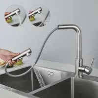 Meoiruery Küchenarmatur mit ausziehbarer Brause, 360° drehbare Küchenarmatur mit 2 wählbaren Strahlarten, hochwertige Armatur aus gebürstetem Edelstahl