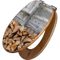 Banjado Design WC Sitz Bambus Absenkautomatik -Feuerholz - Toilettendeckel mit Absenkautomatik Holz/hochwertiger Bambus Klodeckel/WC-Sitz für alle gängigen Toiletten [TDB2 11294]
