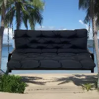 Topchances Wasserdicht Bankauflage Sitzkissen & Rückenkissen Polster Auflage für Sitzbank Gartenbank Gartenmöbel Hollywoodschaukeln, 100x100x10cm,Schwarz