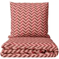 Leonado vicenti Bettwäsche 4 teilig Set Baumwolle 135x200 cm Rot Rosa Bordeaux Zick Zack mit Reißverschluss
