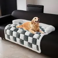 Topchances Haustier-Couchbezüge für Sofa, rutschfest Hundebett, Flanell-Hundebett waschbar Hundesofa Hundematte Möbelschutz,Blau,90x90cm