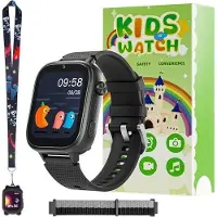 Topchances 4G Kinder Smartwatch mit GPS und Anrufe, Armbanduhr Kinder Junge mädchen,mit Video Phone Call, Nachrichten, Schulmodus, SOS, Spiele Funktion,Schwarz