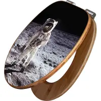 Banjado Design WC Sitz Bambus Absenkautomatik -Astronaut - Toilettendeckel mit Absenkautomatik Holz/hochwertiger Bambus Klodeckel/WC-Sitz für alle gängigen Toiletten [TDB2 10453]