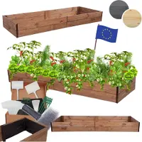 MODO24 Hochbeet Holz, Pflanzkasten, Massivholz, Kiefer, Kräuterbeet, Blumenkasten, Garten, Terrasse, 18x163x60 cm, Braun, ZP06