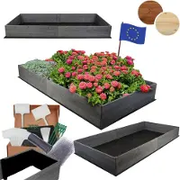 MODO24 Hochbeet Holz, Pflanzkasten, Massivholz, Kiefer, Kräuterbeet, Blumenkasten, Garten, Terrasse, 27x163x100 cm, Grau, ZP06