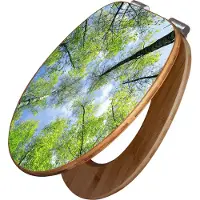Banjado Design WC Sitz Bambus Absenkautomatik -Zwischen Bäumen 3 - Toilettendeckel mit Absenkautomatik Holz/hochwertiger Bambus Klodeckel/WC-Sitz für alle gängigen Toiletten [TDB2 12875]