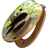 Banjado Design WC Sitz Bambus Absenkautomatik -Panda - Toilettendeckel mit Absenkautomatik Holz/hochwertiger Bambus Klodeckel/WC-Sitz für alle gängigen Toiletten [TDB2 10493]