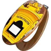 Banjado Design WC Sitz Bambus Absenkautomatik -Historischer Postkasten - Toilettendeckel mit Absenkautomatik Holz/hochwertiger Bambus Klodeckel/WC-Sitz für alle gängigen Toiletten [TDB2 10337]