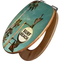 Banjado Design WC Sitz Bambus Absenkautomatik -Surf Beach - Toilettendeckel mit Absenkautomatik Holz/hochwertiger Bambus Klodeckel/WC-Sitz für alle gängigen Toiletten [TDB2 11016]
