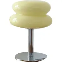 Lixada Egg Tart Tischlampe für Mädchen Energieeffizientes weiches Licht Niedliche Glas Tischlampe USB Schreibtischlampe für Wohnheim USB Druckknopfschalter Beige