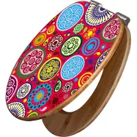 Banjado Design WC Sitz Bambus Absenkautomatik -Retro Kreise - Toilettendeckel mit Absenkautomatik Holz/hochwertiger Bambus Klodeckel/WC-Sitz für alle gängigen Toiletten [TDB2 10048]