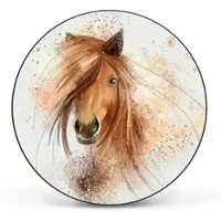 Banjado Magnettafel Rund Größe 47cm Magnetwand Schwarz Aus Metall Magnetpinnwand Pinnwand Motiv Magic Horse