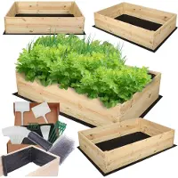 MODO24 Hochbeet Holz, Pflanzkasten, Massivholz, Kiefer, Kräuterbeet, Blumenkasten, Garten, Terrasse, 27x103x80 cm, Natur, ZP06