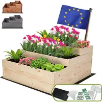 MODO24 Hochbeet Holz, Pflanzkasten, Massivholz, Kiefer, Kräuterbeet, Blumenkasten, Garten, Terrasse, 45x90x93 cm, Natur, ZP07
