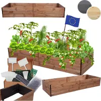 MODO24 Hochbeet Holz, Pflanzkasten, Massivholz, Kiefer, Kräuterbeet, Blumenkasten, Garten, Terrasse, 27x203x60 cm, Braun, ZP06