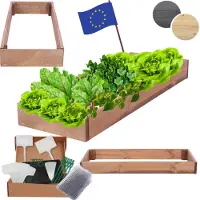 MODO24 Hochbeet Holz, Pflanzkasten, Massivholz, Kiefer, Kräuterbeet, Blumenkasten, Garten, Terrasse, 9x30x80 cm, Braun, ZP09