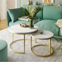 Lookway Runder Couchtisch CIRI 2in1 LEVANTO Gold Matt