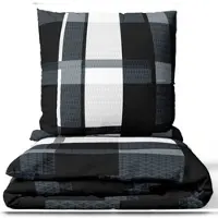 Leonado vicenti Bettwäsche 135x200 Mikrofaser Gestreift Grau Schwarz Beige Ornamente Set leicht 2tlg