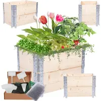 MODO24 Hochbeet Holz, Pflanzrahmen, Kräuterbeet, Gemüsebeet, Massivholz Kiefer, Garten, 40x60x40 cm, Natur unbehandelt, ZP10