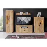 Freiraum Wohnwand >Delamar< (4-teilig) in Eiche Evoke Nachbildung - 289x197x40 (BxHxT)