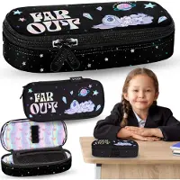 Sarcia.eu DISNEY Stitch Schwarzes Schulmäppchen mit FÄCHER, ovales Etui für Mädchen 5x22x10cm
