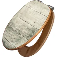 Banjado Design WC Sitz Bambus Absenkautomatik -Graue Planken - Toilettendeckel mit Absenkautomatik Holz/hochwertiger Bambus Klodeckel/WC-Sitz für alle gängigen Toiletten [TDB2 11468]