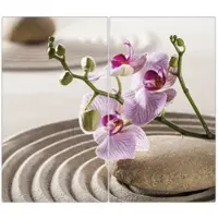 Banjado Herdabdeckplatte Glas 2 Teilig Je 30x52CM Schneidebrett Herdabdeckung Mit Motiv Zen Relax