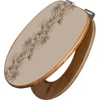 Banjado Design WC Sitz Bambus Absenkautomatik -Baumwollblüte Monochrom - Toilettendeckel mit Absenkautomatik Holz/hochwertiger Bambus Klodeckel/WC-Sitz für alle gängigen Toiletten [TDB2 10964]