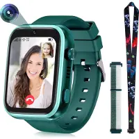 Topchances Kinder Smartwatch mit Videoanruf SOS Musik Player WLAN Video, Weihnachten Geburtstag Spielzeug Geschenke für Jungen Mädchen, Grün