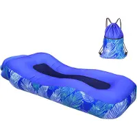 Topchances Aufblasbare Liege Luftsofa Hängematte, wasserdichte Camping Matratze Luftbett Luftcouch Für Strand, Reisen, Hinterhof, See, Picknicks und Indoor,Dunkelblau