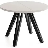WFL GROUP Runder Esstisch Ausziehbar 100–140 cm mit Schwarzen Holzbeinen aus Buchenholz – Moderner Ausziehtisch für Esszimmer, Küche und Wohnzimmer – Tisch für 4–8 Personen – Kaschmir